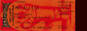Live Metallica || 10/3/2004 - Bell Center, Montreal, QC 