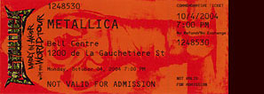 Live Metallica || 10/4/2004 - Bell Center, Montreal, QC 