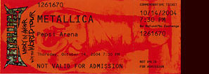 Live Metallica || 10/14/2004 - Pepsi Colisee, Quebec City, QC 