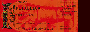 Live Metallica || 10/15/2004 - Pepsi Colisee, Quebec City, QC 