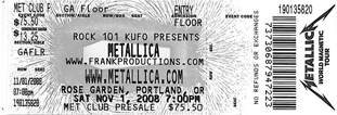 Live Metallica || 11/1/2008 - Rose Garden, Portland, OR  