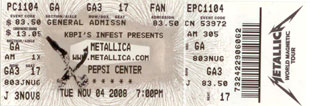 Live Metallica || 11/4/2008 - Pepsi Center , Denver, CO  