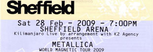 Live Metallica || 2/28/2009 - Arena, Sheffield, GBR 