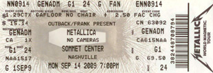 Live Metallica || 9/14/2009 - Sommet Center, Nashville, TN 