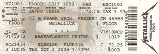 Live Metallica || 10/1/2009 - Bank Atlantic Center, Ft. Lauderdale, FL 