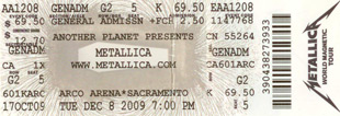Live Metallica || 12/8/2009 - Arco Arena, Sacramento, CA  