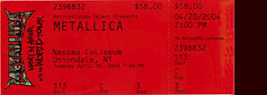 Live Metallica || 4/20/2004 - Nassau Coliseum , Uniondale, NY  