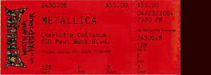 Live Metallica || 4/23/2004 - Charlotte Coliseum , Charlotte, NC  