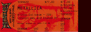 Live Metallica || 8/30/2004 - Hilton Coliseum, Ames, IA 