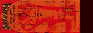Live Metallica || 9/3/2004 - Frank Erwin Center, Austin, TX 