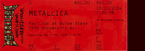 Live Metallica || 3/20/2004 - Boise State Pavilion , Boise, ID  
