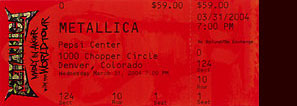 Live Metallica || 3/31/2004 - Pepsi Center , Denver, CO  