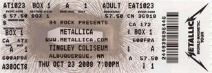 Live Metallica || 10/23/2008 - Tingley Coliseum, Albuquerque, NM 