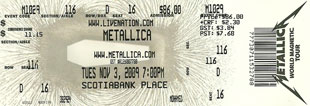 Live Metallica || 11/3/2009 - Scotiabank Place, Ottawa, ON 
