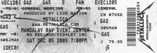 Live Metallica || 12/5/2009 - Mandalay Bay, Las Vegas, NV 
