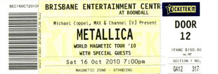 Live Metallica || 10/16/2010 - Entertainment Centre, Brisbane, AUS 