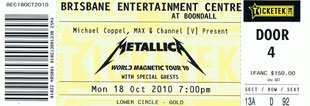 Live Metallica || 10/18/2010 - Entertainment Centre, Brisbane, AUS 