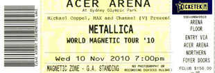 Live Metallica || 11/10/2010 - Acer Arena, Sydney, AUS 