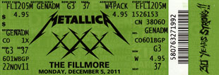Live Metallica || 12/5/2011 - The Fillmore, San Francisco, CA 
